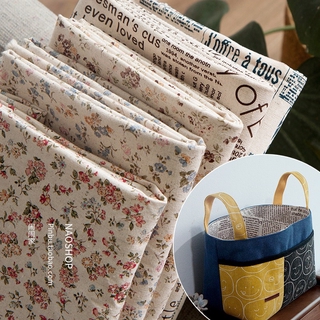 Vải linen cotton họa tiết báo giấy/hoa nhí cổ điển làm đồ thủ công DIY