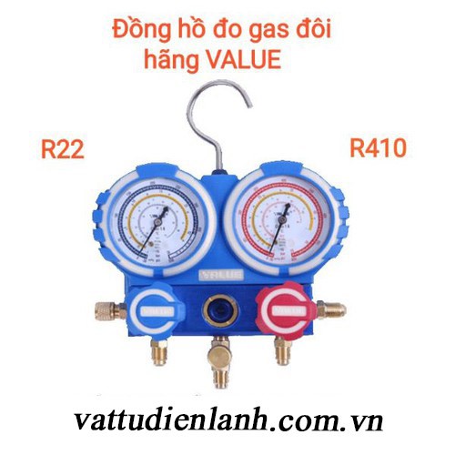 Đồng hồ đo nạp gas đôi hãng Value R22 - R410 không dây TD