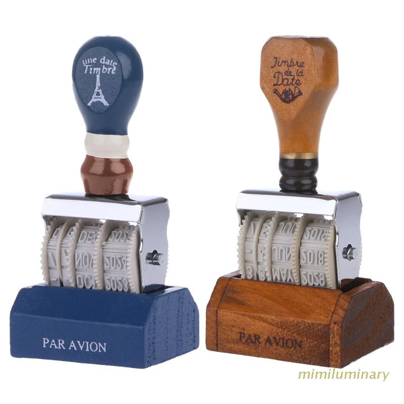 Dụng Cụ Đóng Dấu Ngày Tháng Năm Bằng Gỗ Phong Cách Vintage Trang Trí Sổ Tay Diy