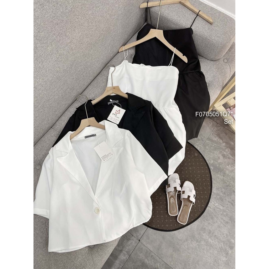 Bộ Jumpsuit Nữ Siêu Xinh Quần Short Kèm Áo Khoác Đũi 🦋 Set Jum Nữ Mùa Hè Áo Quây Kèm Áo Khoác Hai Màu So Hot | BigBuy360 - bigbuy360.vn