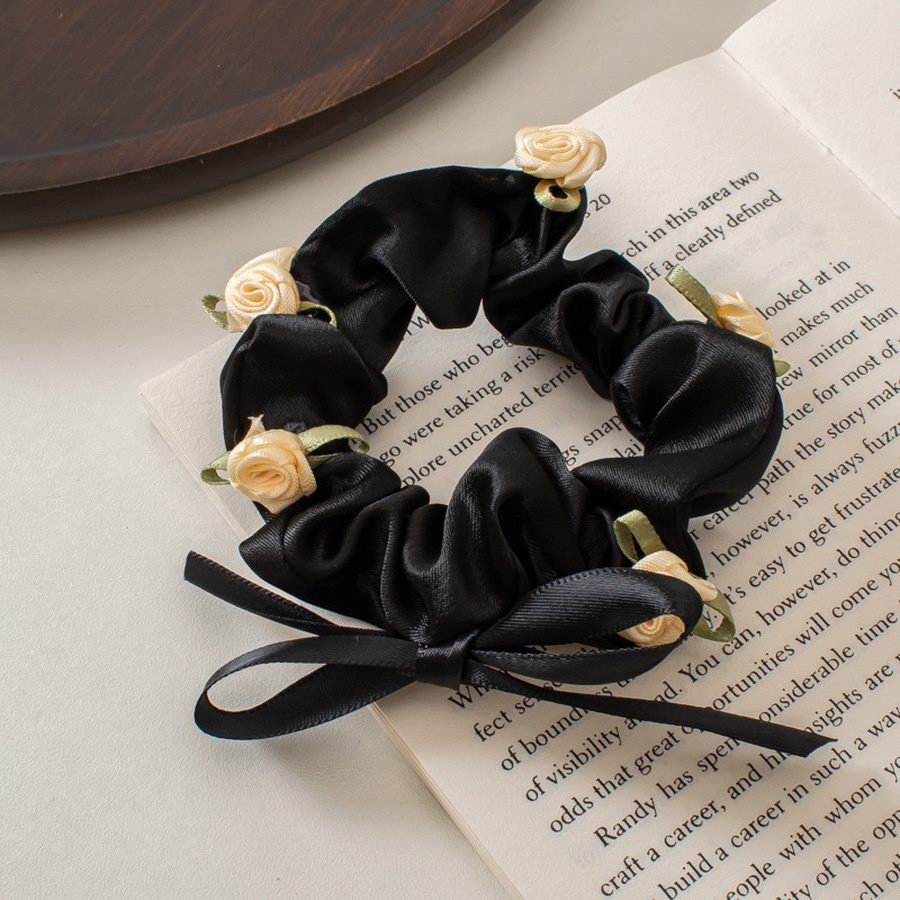 Dây Cột Tóc Hình Nơ In Hoa Hồng Phong Cách Hàn Quốc Cổ Điển Thời Trang