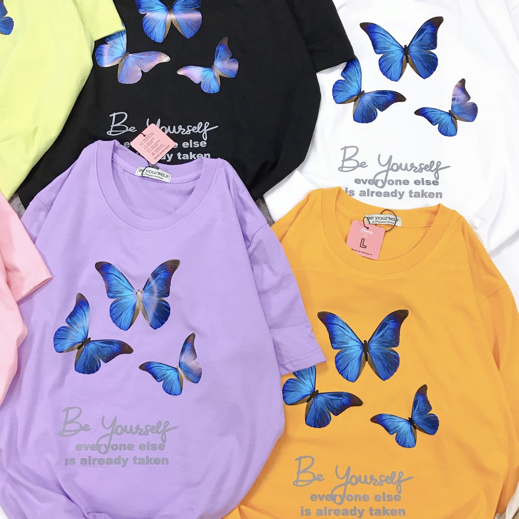 [HÌNH THẬT TỰ CHỤP] - Áo thun tay ngắn Be Yourself unisex size M L - 3 CON BƯỚM
