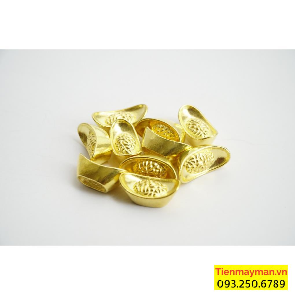 Thỏi vàng Kim nguyên bảo bằng đồng mạ vàng tài lộc giàu có - đặt bàn thờ Thần Tài