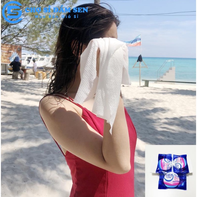 Khăn Tắm Nén 30*60cm Đa Năng. Khăn Du Lịch cotton dùng 1 lần, Khăn Đa Năng Tự Nhiên Thấm Nước Tốt G384-KhanTamNen-Trang