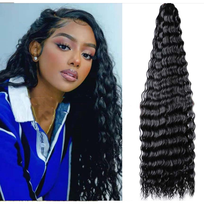 Bộ tóc giả nữ dài 32 inch uốn xoăn gợn sóng bằng sợi tổng hợp chịu nhiệt cao