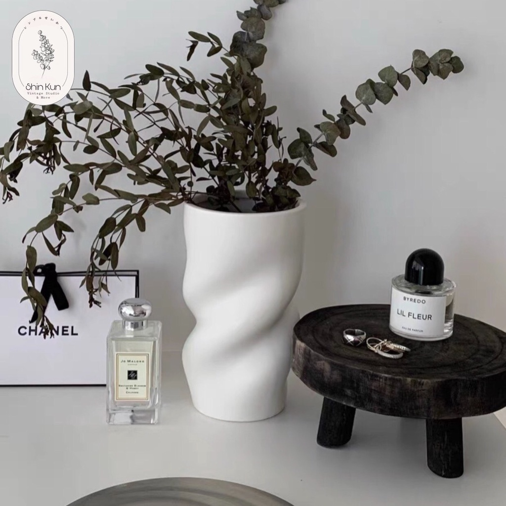 Kệ Gỗ Tròn Để Bàn Decor Phòng Khách Nhà Bếp Chân Cao Retro