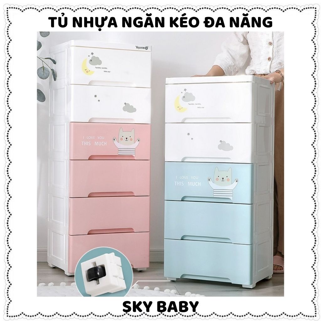 Tủ nhựa ngăn kéo đa năng đựng giày dép quần áo đồ chơi cho bé phân phối chính hãng SKY BABY (THAM KHẢO KĨ KÍCH THƯỚC SP)