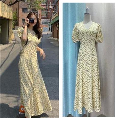 Đầm Hoa Tay Phồng Dáng Dài Xinh Xắn Thời Trang Cho Nữ