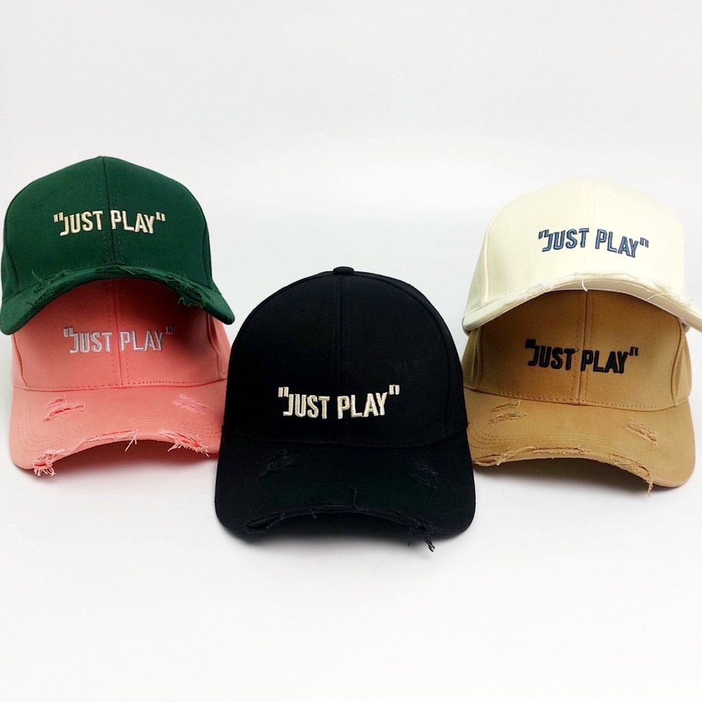 Mũ lưỡi trai Unisex  Nón kết Ulzzang thêu JUST PLAY chất kaki cao cấp nam nữ Molly Fashion – NK24