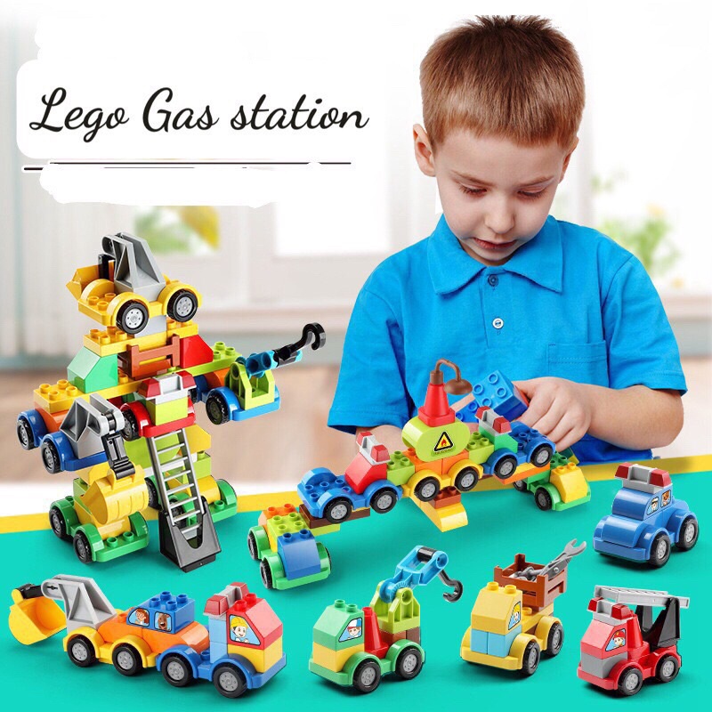 Lego Gas station 179pcs + 2 đế - Bộ lego giao thông hãng feelo