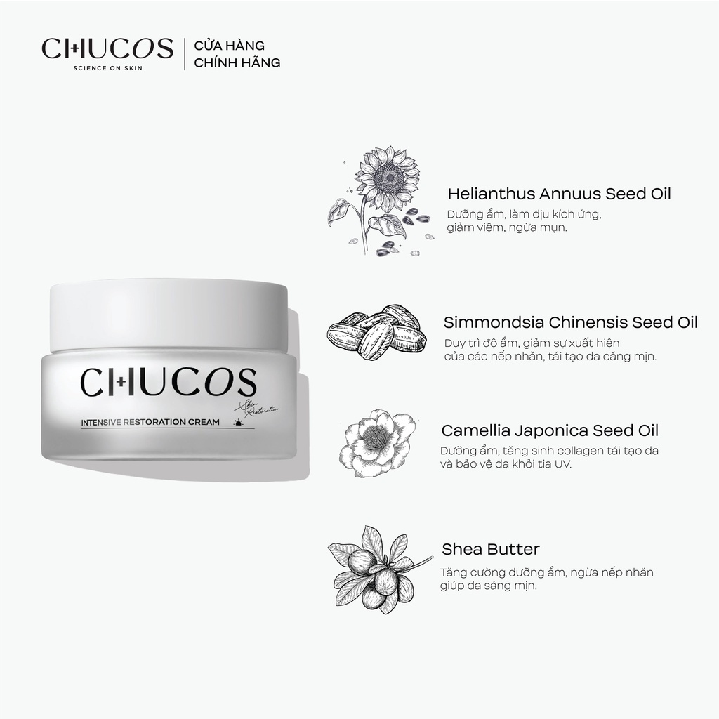 Kem dưỡng tăng cường độ ẩm và chống lão hoá Chucos Intensive Restoration Cream (50ml)