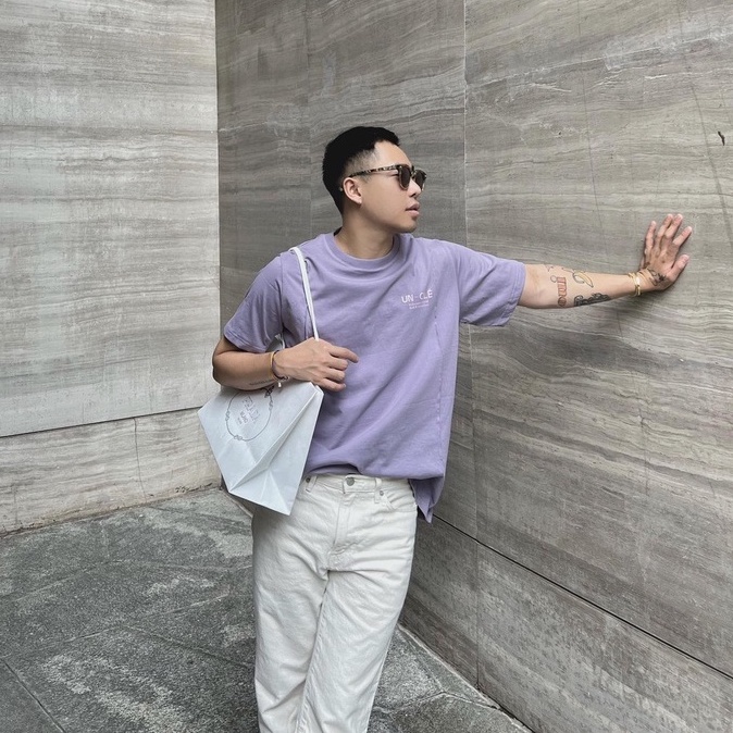 Áo phông ngắn tay họa tiết gân nổi 5 màu UNCLÉ Duo-Line Logo