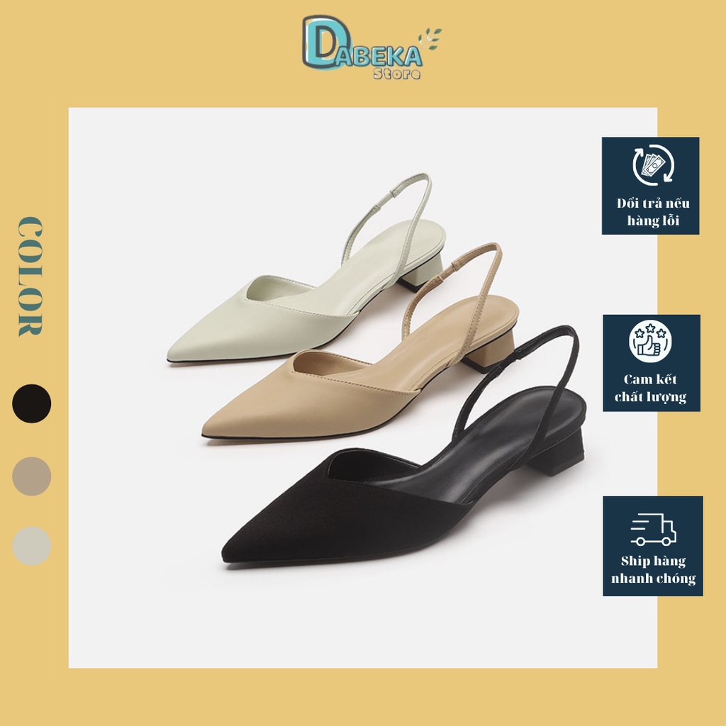 Giày Sandal Nữ Bít Mũi Nhọn Quai Mảnh Đế Vuông Cao 3 Phân Đi Học Đẹp Cao Cấp - Thời Trang Công Sở Hàn Quốc -Dabeka- D048