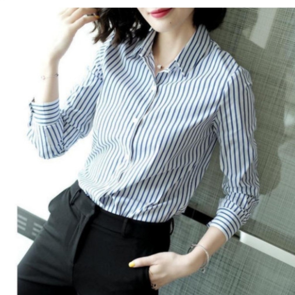 Sơ mi nữ dài tay sọc Poniva Mã A456 Thời trang Mixup shop Kiểu dáng sơ mi cơ bản phù hợp diện cùng nhiều trang phục khác