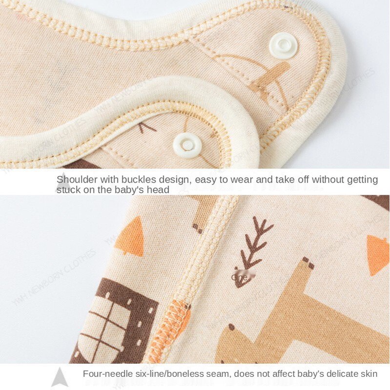 Sơ sinh cotton tam giác túi rắm quần áo trẻ em áo liền quần không tay dễ thương bé trai và bé gái in áo liền quần