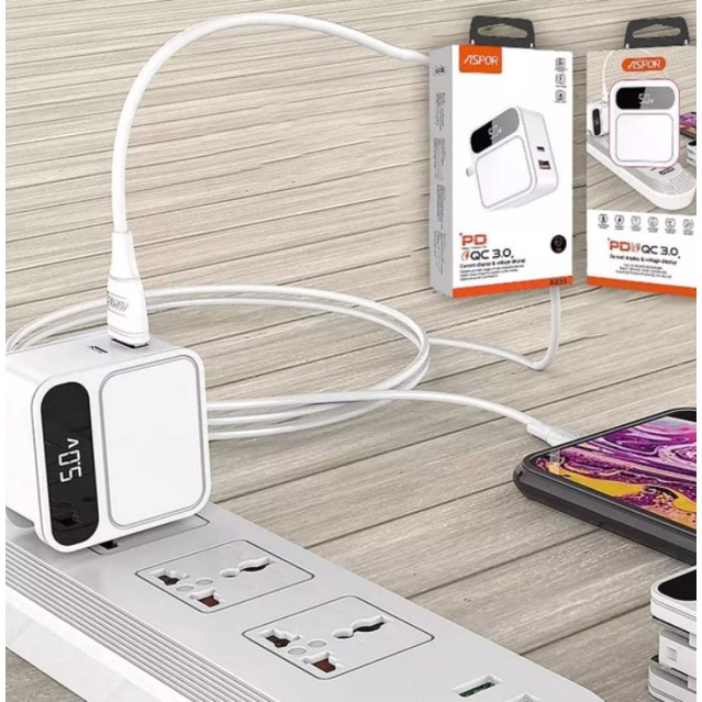⚡️Flash Change 30W⚡️ Củ sạc nhanh ASPOR A835S cho IP11,12 Pro/Pro Max/X/XSMAX/IP13 chống cháy nổ
