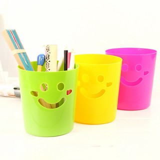 Ống đựng bút và đồ dùng học tập hình mặt cười bằng nhựa nhiều màu sắc giadunghuylinh