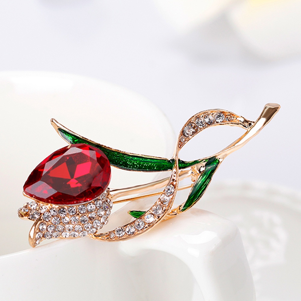 Ghim Cài Áo Hình Hoa Tulip Đính Đá Nhân Tạo Thời Trang Cho Nữ