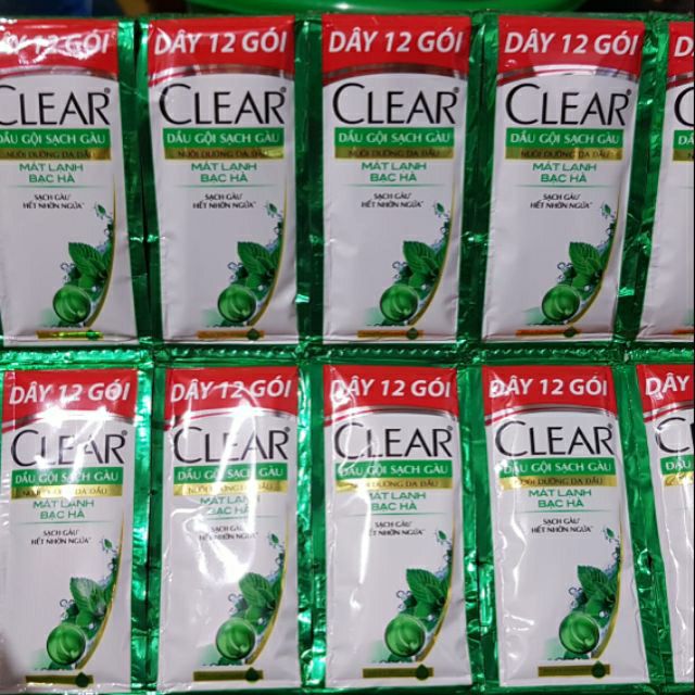 Dây dầu gội clear bạc hà 12 gói× 60ml