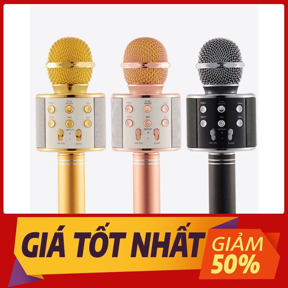 [Sale toàn shop] Míc kèm loa hát karaok W858 kết nối nhanh chóng,âm thanh sống động