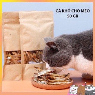 CÁ KHÔ LOẠI NGON THỨC ĂN HUẤN LUYỆN, QUÀ THƯỞNG KHOÁI KHẨU CHO MÈO - TÚI 50GR