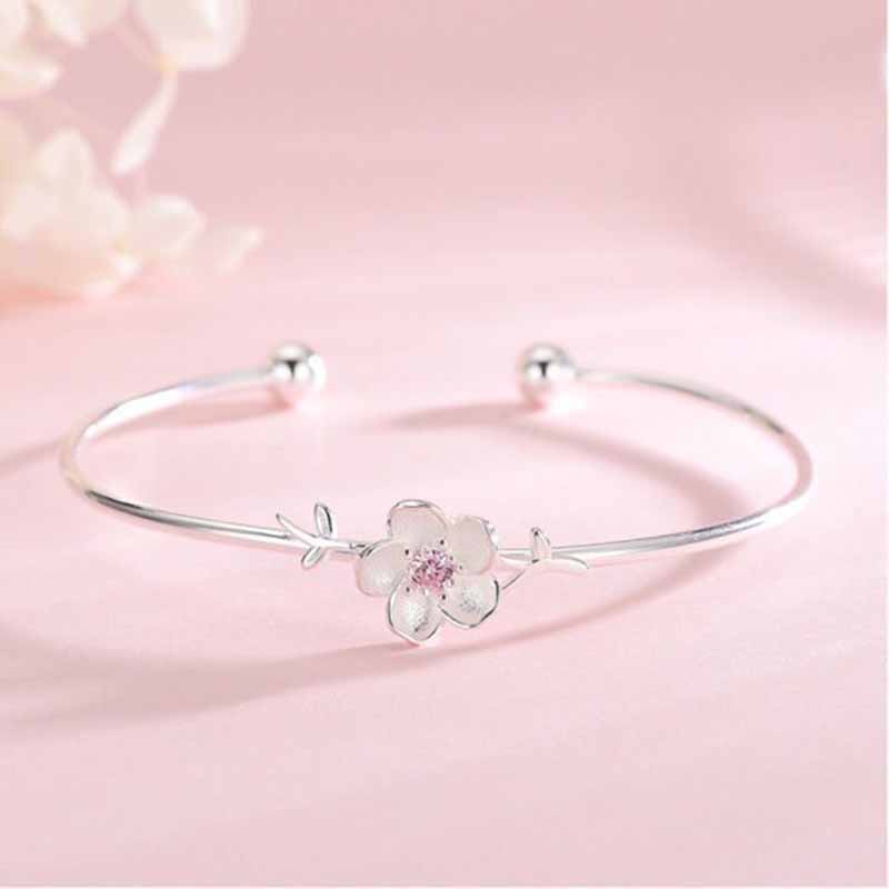 Vòng Tay Hở Hình Hoa Anh Đào Phong Cách Hàn Quốc Mới