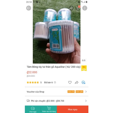 Tăm bông ráy tai thân  gỗ Aquastar