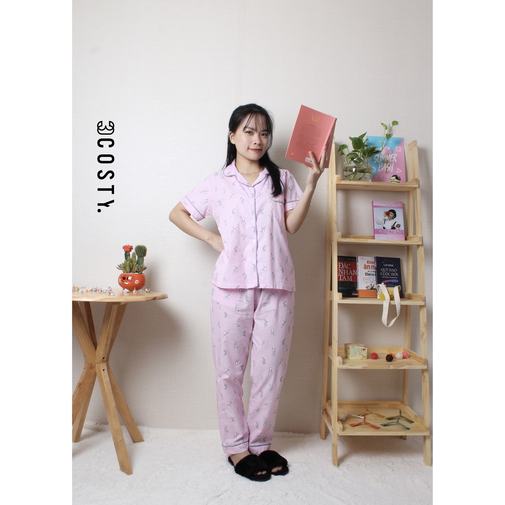 Đồ Bộ Pijama Mặc Nhà Kate Thương Hiệu 3COSTY._Hồng Thỏ