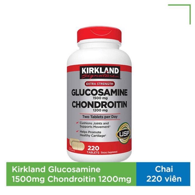 [DATE 2023] Viên Uống Kirkland Signature Glucosamine 1500mg Chondroitin 220 Viên