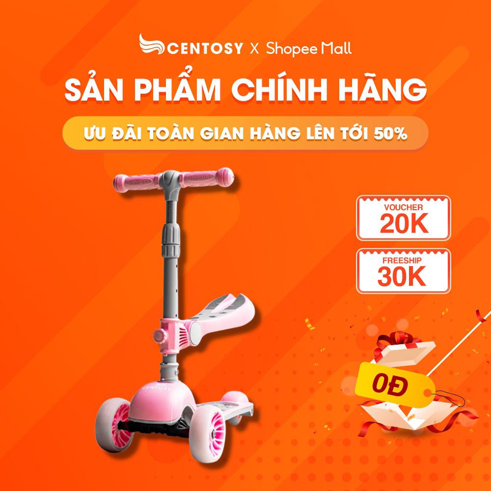 Xe Scooter, Chòi Chân Trẻ Em Cao Cấp [Centosy] S8 - Màu Sắc Bắt Mắt, Đèn Nháy