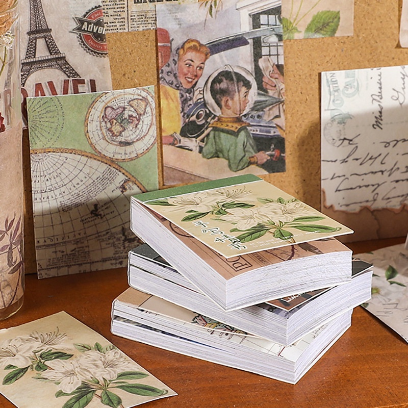 Set 50 Sticker Dán Trang Trí Sổ Tay DIY Phong Cách Vintage