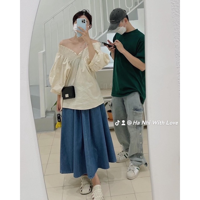 CHÂN VÁY BÒ SIÊU ĐẸP 2 MÀU