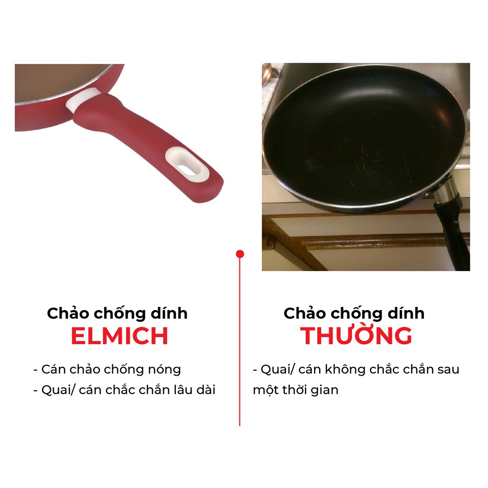 chảo chống dính sâu lòng Elmich nhiều sezi, dùng cho mọi loại bếp