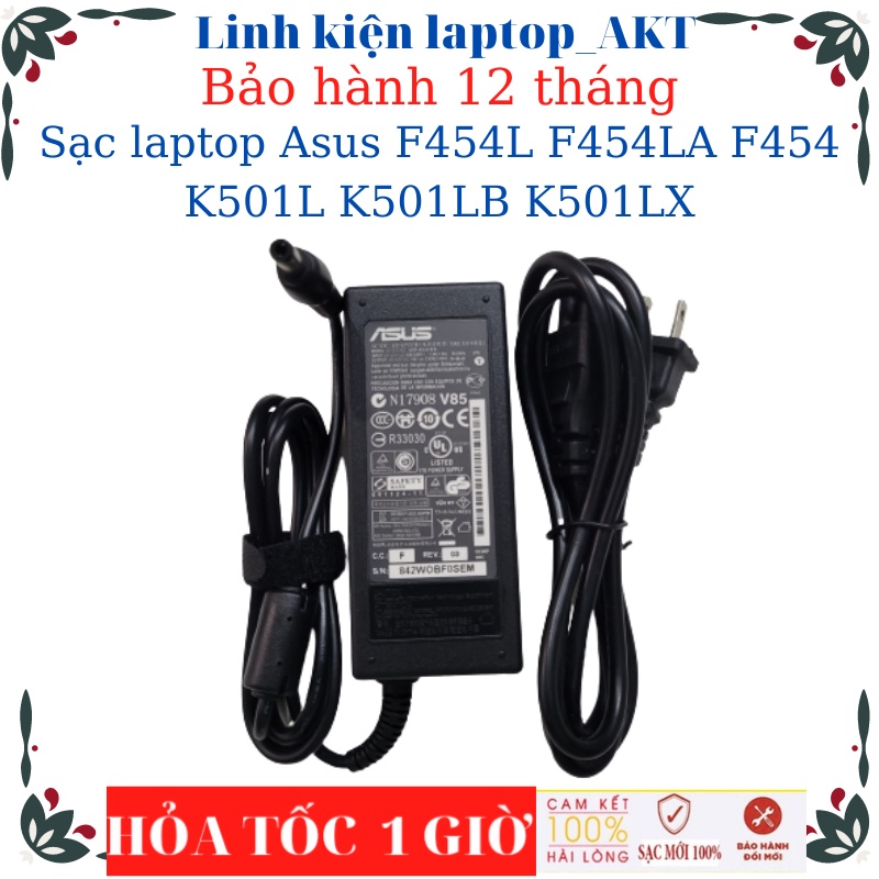 Sạc laptop Asus F454L F454LA F454 K501L K501LB K501LX-Sạc Asus 19v-2.37A/3.42A-45W/65W vuông chữ nhật chân to