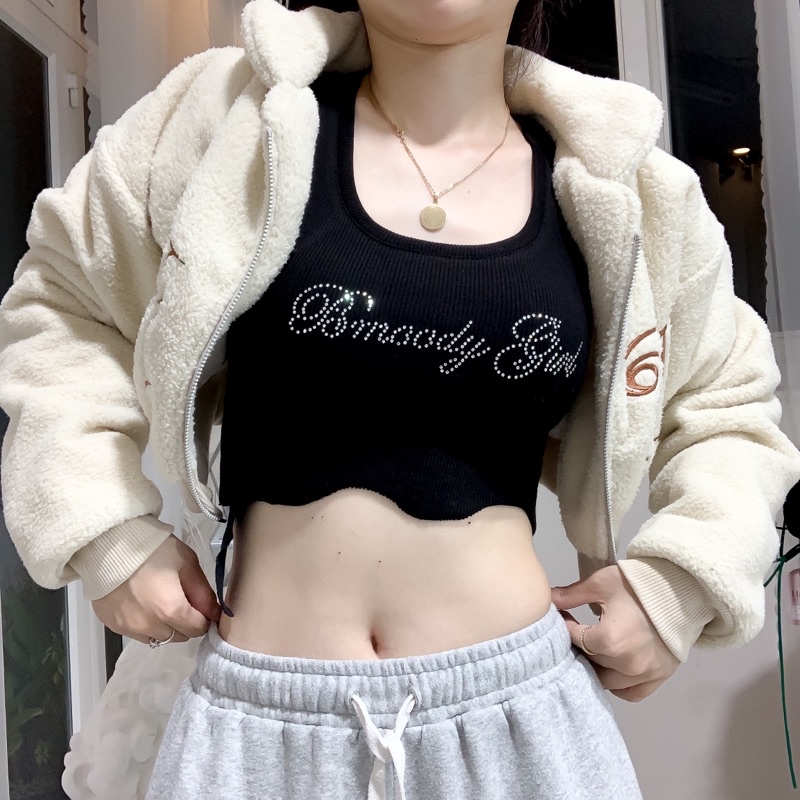 Áo Croptop 2 dây “Bling Bling”———đính đá lấp lánh