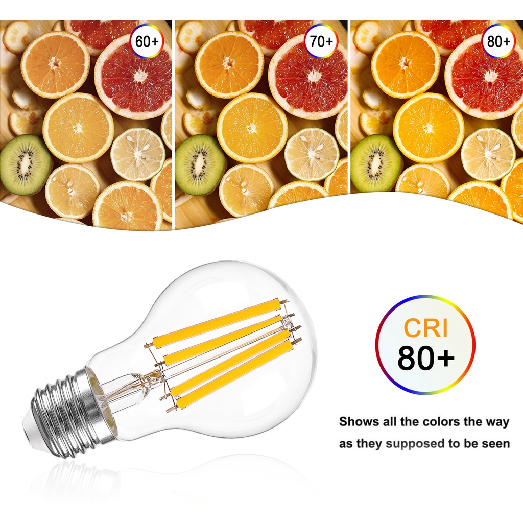 Bóng Đèn Led Dây Tóc Edison A19 12W 1521Lumen E27 Ánh Sáng Trắng Ấm 2700K
