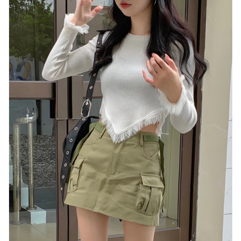 Áo Dệt Kim Tay Dài Cổ Tròn Dáng Ôm Thời Trang Mùa Thu Dành Cho Nữ