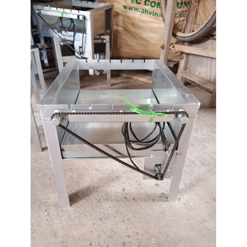 Máy nướng thịt 5 xiên, mô tơ 6w mini tự động chuẩn (xiên 100% inox đi kèm máy) loại 5 xiên quay gà