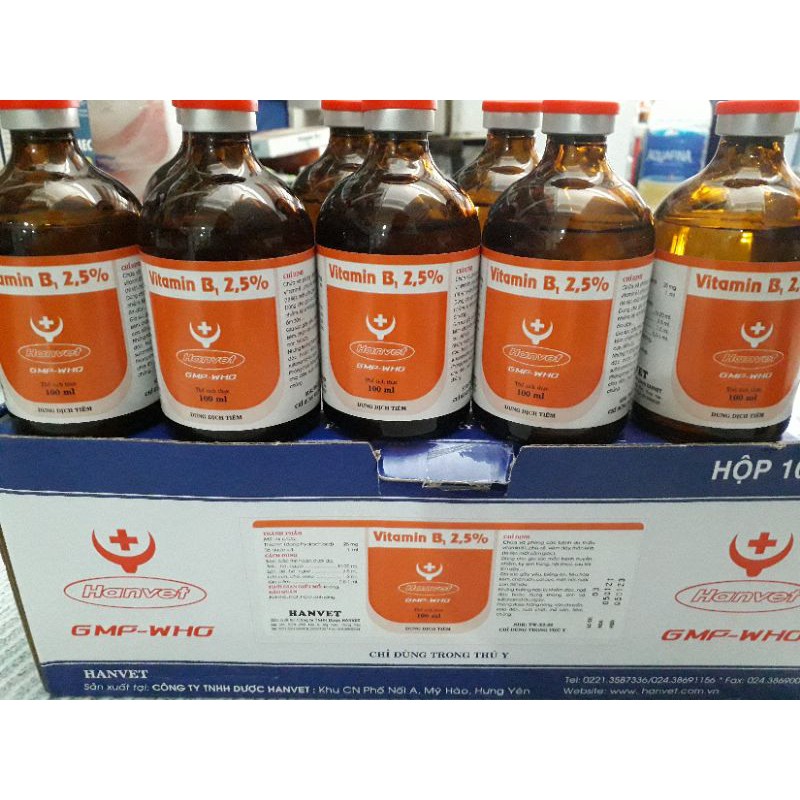 Vitamin b1, chai 100ml. bồi dưỡng gia súc gầy yếu