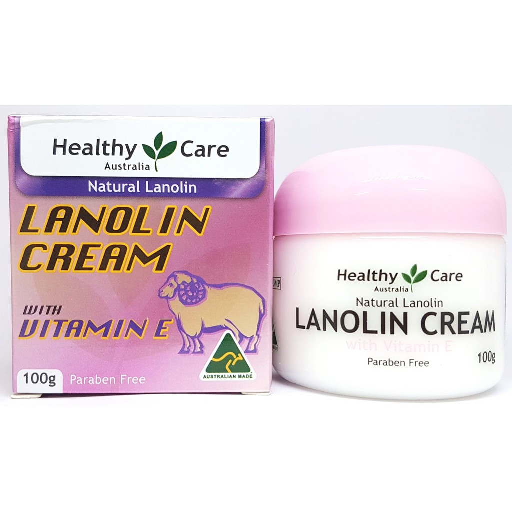 Kem Dưỡng Da Nhau Thai Cừu Healthy Care Lanolin Cream with vitamin e Natural Australia 100g từ Úc