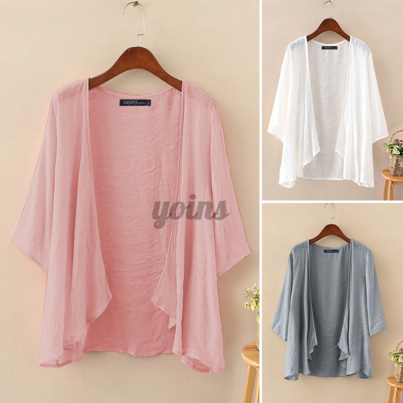 |YOINS|ZANZEA Women Baggy Summer Half Sleeve Sheer Beach Casual Cardigans | BigBuy360 - bigbuy360.vn