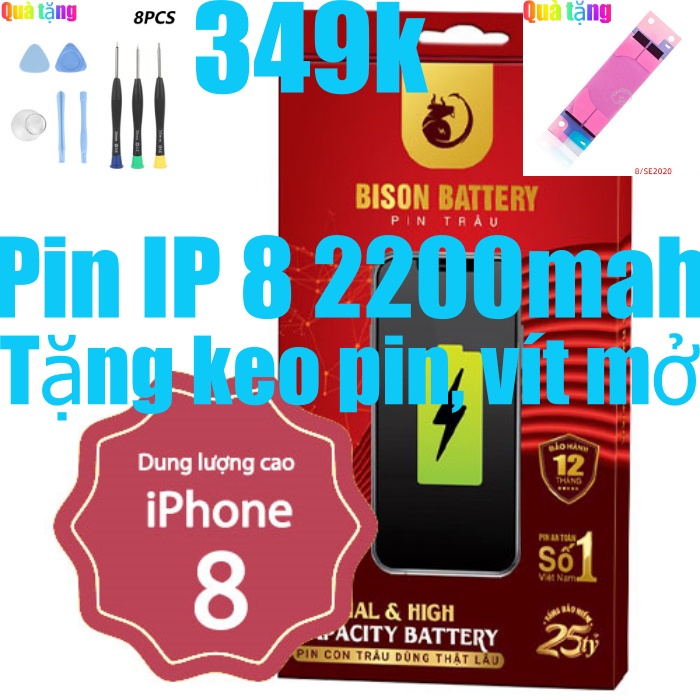 Pin 8 Bison dung lượng cao 2200mAh