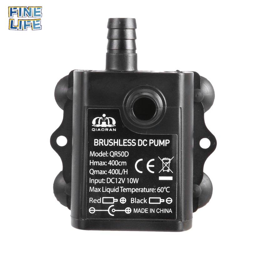Submersible Brushless DC Water Pump With Female Plug DC12V 10W 400L/H Lift 4m