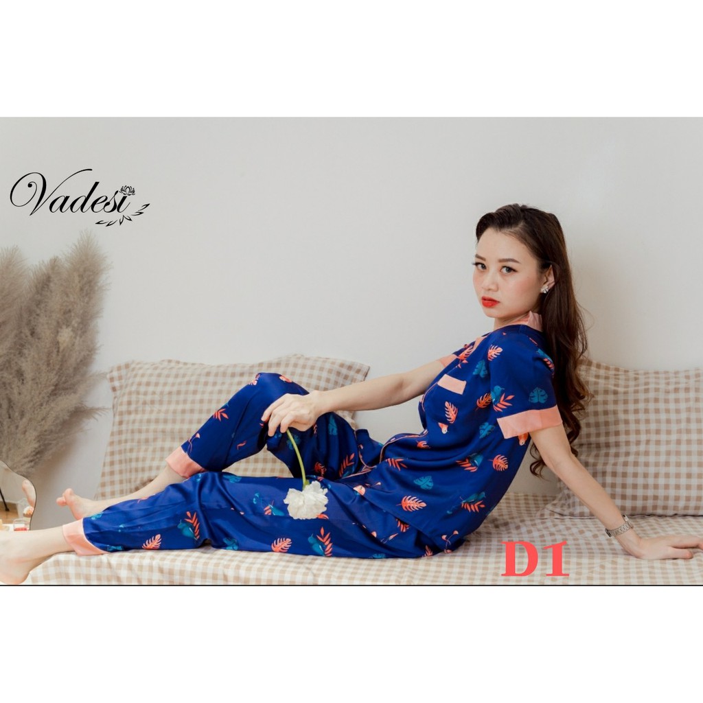 Đồ Ngủ Nữ Bộ Pijama Quần Dài Tay Ngắn Mặc Nhà Lụa Cao Cấp Họa Tiết Đẹp Thoáng Nhẹ Mát Mềm - DC01