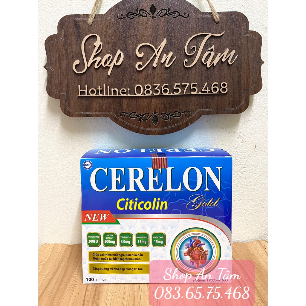 Viên bổ não Cerelon Gold New Giảm nhức đầu, hoa mắt, chóng mặt do rối loạn tiền đình Hộp 100 viên