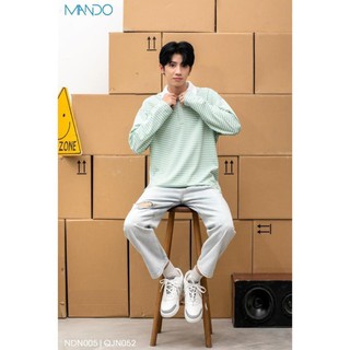Áo Thun Nỉ Dài Tay Form Rộng MANDO Phong Cách Hàn Quốc Năng Động - NDN005