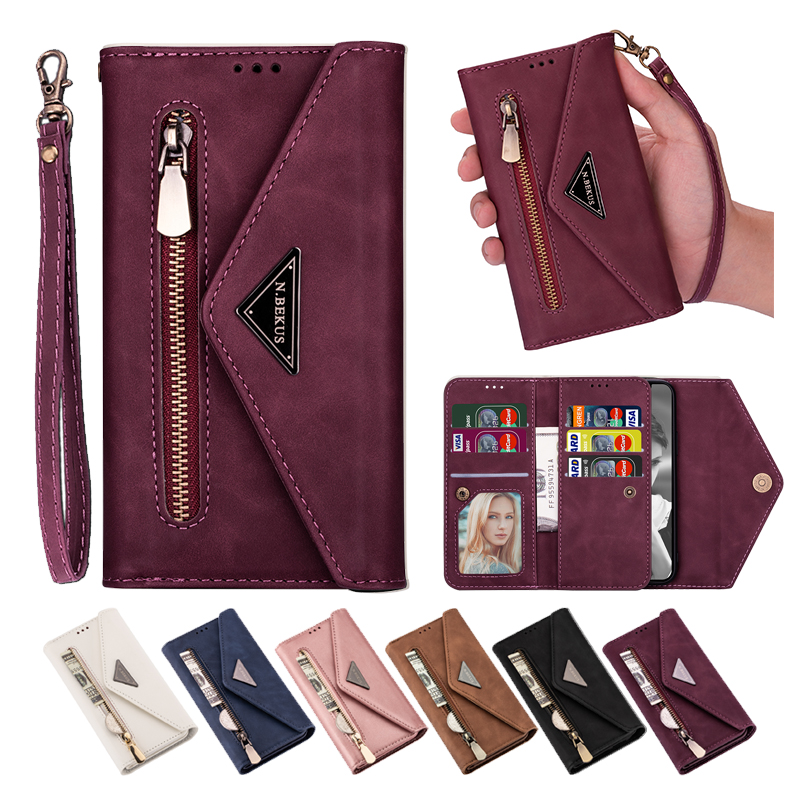 Samsung Note 20 10 Lite/A81 Pro/plus 10+ Note 9 8 Wallet Leather Case Flip Lady Lanyard Bracket Zipper Soft Cover Casing