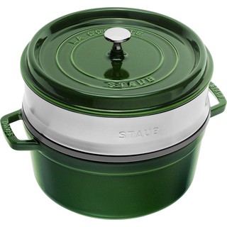 Nồi gang kèm xửng hấp staub cocotte 26cm, 5l, màu xanh lá