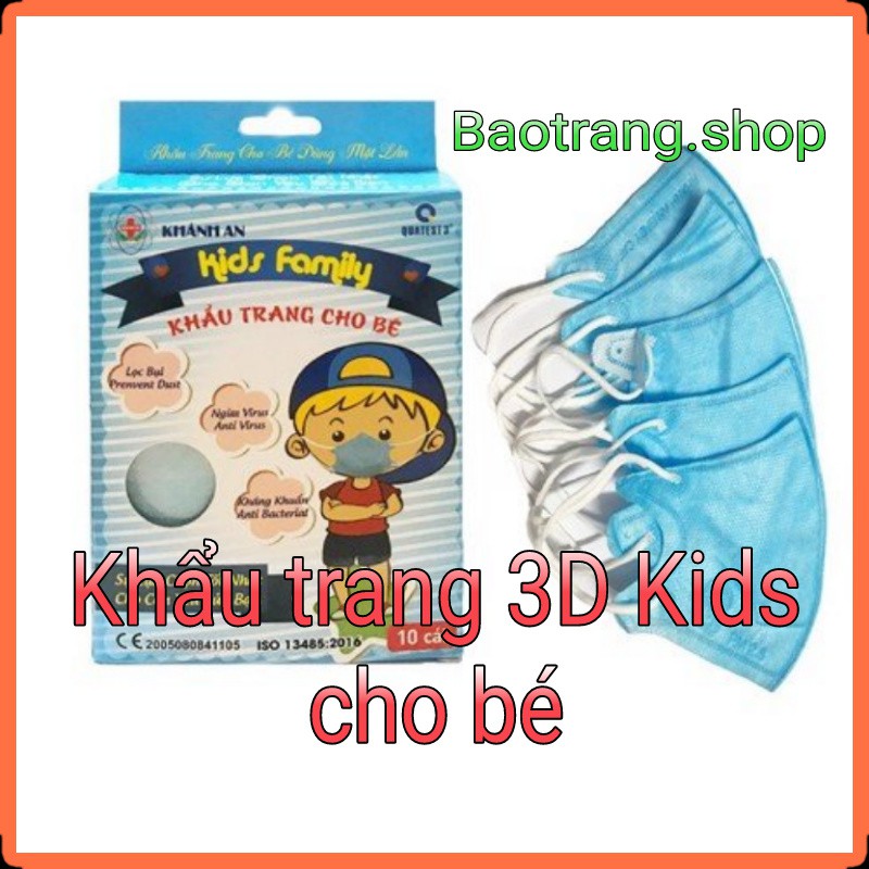 [Cho bé]  Khẩu trang 3D kid 4 lớp kháng khuẩn dành cho bé hộp 10 cái | BigBuy360 - bigbuy360.vn