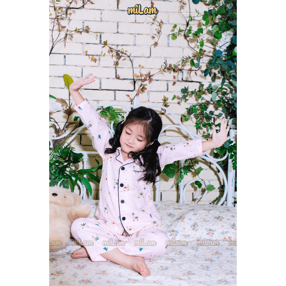 Bộ quần áo Pyjama cổ vuông dài tay MILAM mặc nhà thoải mái dễ chịu cho mẹ và bé